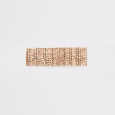 Roségoudkleurige haarspeld met diamantjes