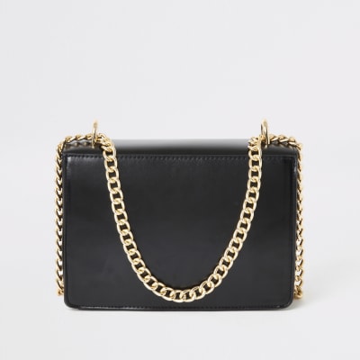 Black RI fold over cross body bag