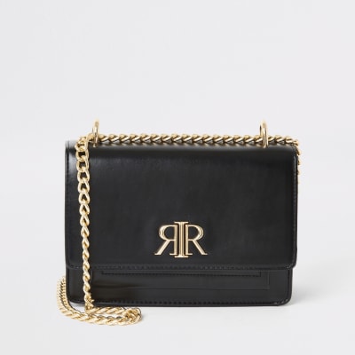 Black RI fold over cross body bag