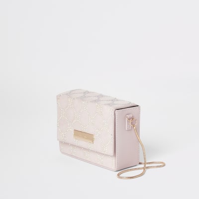 Lichtroze verfraaide mini-crosstas