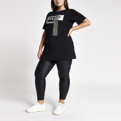 Plus black Couture embellished jumbo T-shirt