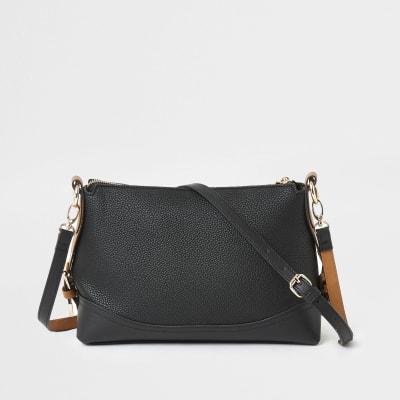 Black buckle side cross body bag
