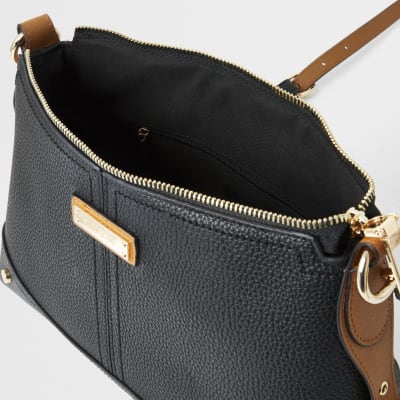 Black buckle side cross body bag