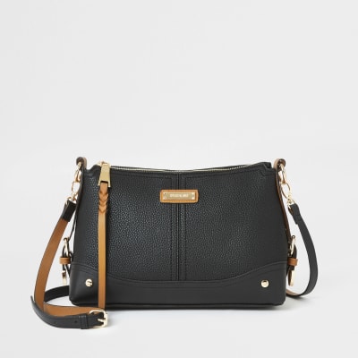 Black buckle side cross body bag