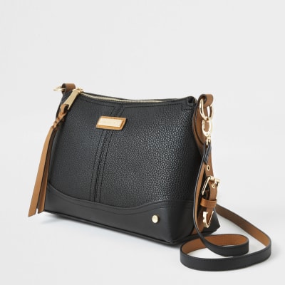Black buckle side cross body bag