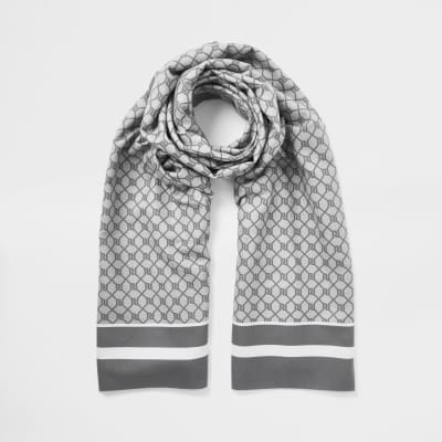 Grey RI monogram scarf