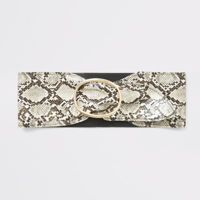 Beige sash met slangenprint en tailleriem