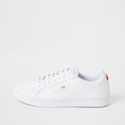 Ellesse white leather lace-up trainers