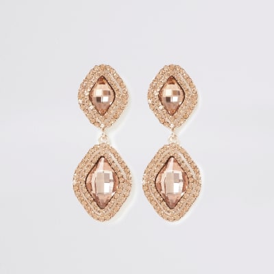 Roségoudkleurige oorhangers met sieraad