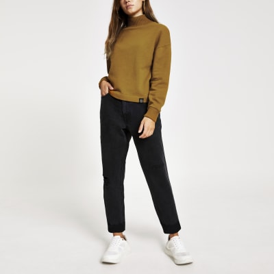 RI Petite - Gele hoogsluitende pullover met lange mouwen