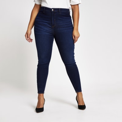 RI Plus - Kaia - Donkerblauwe discojeans met hoge taille
