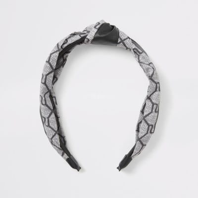 Grijze hoofdband met knoop en RI-monogram