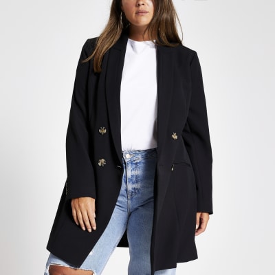 Plus – Schwarzer, zweireihiger Blazer