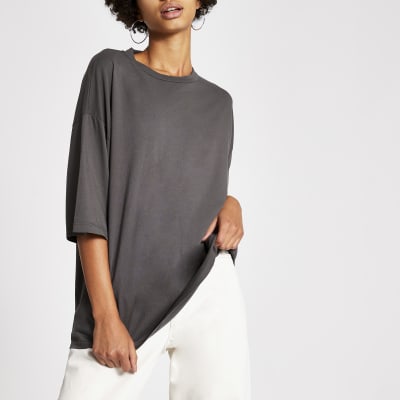 Dua Lipa x Pepe Jeans - Oversized-T-Shirt in Grau