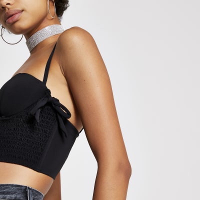 Dua Lipa x Pepe Jeans - Zwarte cropped bustier