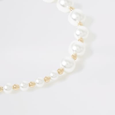 White pearl beaded headband