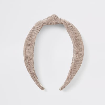 Light beige knot headband | River Island