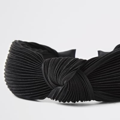 Black knot plisse headband