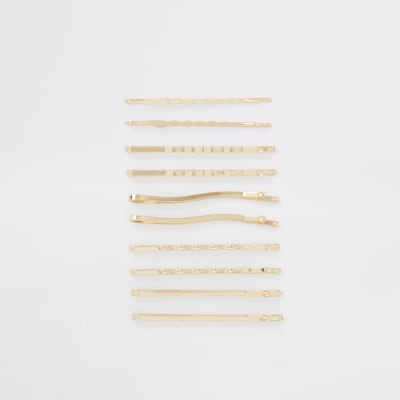 Multipack met goudkleurige haarspeldjes met textuur