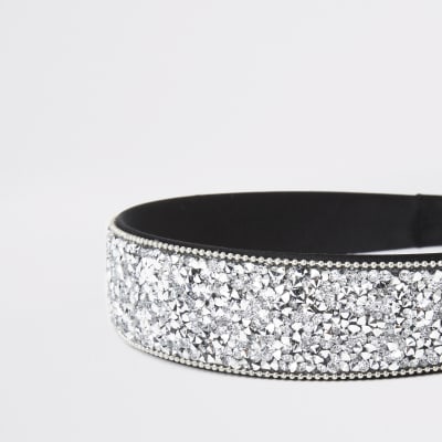 Silberfarbener Haarreif mit Strass-Verzierung