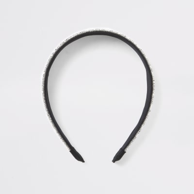 Silver colour rhinestone embellished headband