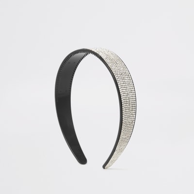 Zwarte hoofdband met stras