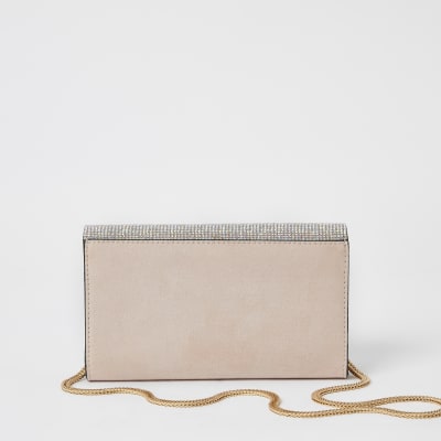 Pink diamante underarm clutch bag