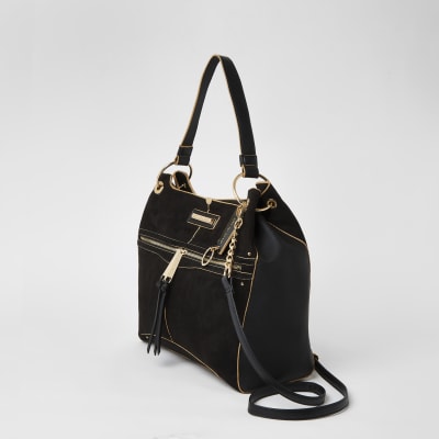 Zwarte ruime utility tas met rits voorop