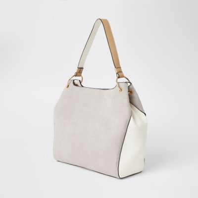 Grijze ruime utility tas met rits voorop