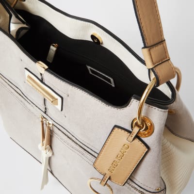 Graue Utility-Beuteltasche mit Reißverschluss vorne