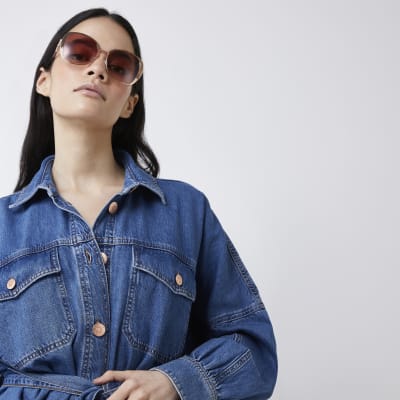 Gold oversized pink lenses sunglasses