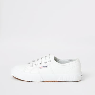 Superga white leather classic runner trainers