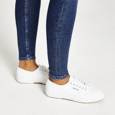 superga white leather trainers