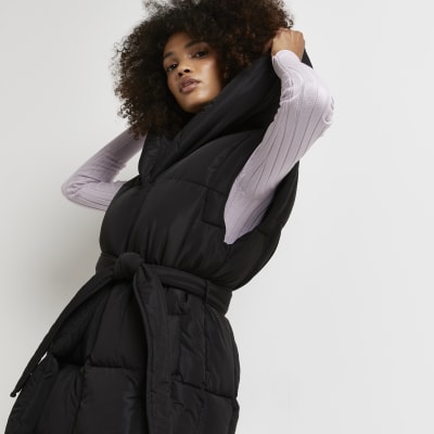 Black Hooded Puffer Gilet