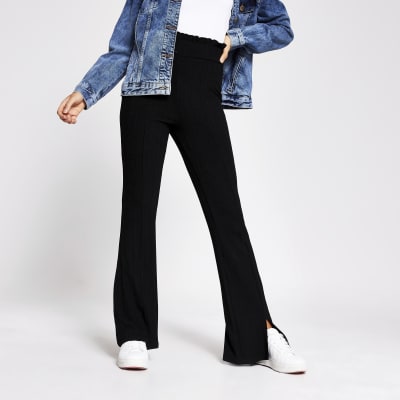 river island black flared trousers