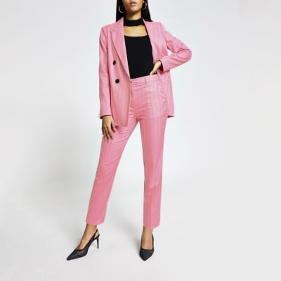Pink pinstripe cigarette trousers