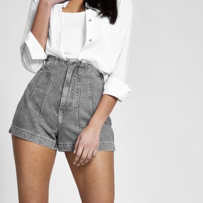 grey denim shorts