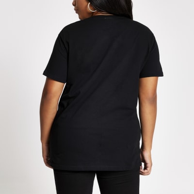 Plus black 'More l'amour' easy fit T-shirt