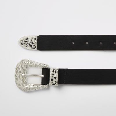Black western buckle belt