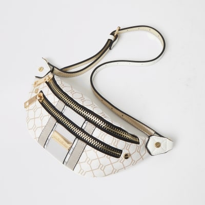 Grey RI monogram zip front bumbag