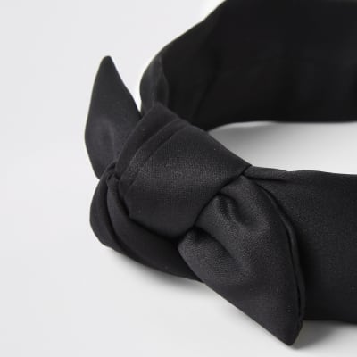 Black twist knot satin headband