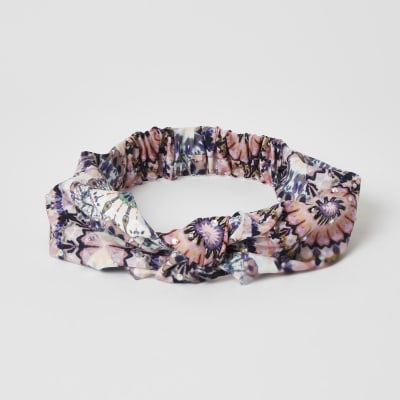 Bandeau rose tie and dye noué avec strass