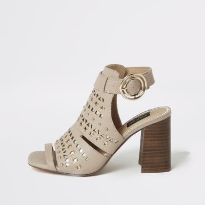 Pink studded cut out wide fit shoe boots