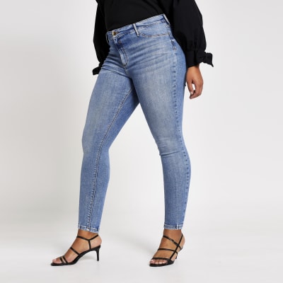 Plus – Molly – Jegging bleu taille mi-haute