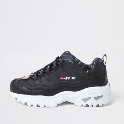 Skechers black energy retro vision trainers