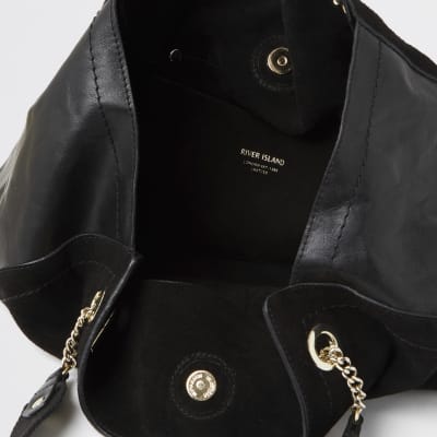 Schwarze, leicht ausgestellte Shopper-Tote Bag aus Wildleder