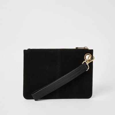 Beige Clutch aus Leder mit Leoprint im Blockdesign