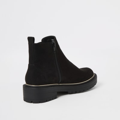 Black suedette chunky ankle boots