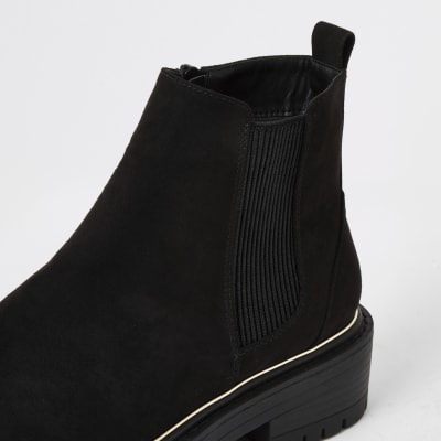 Black suedette chunky ankle boots