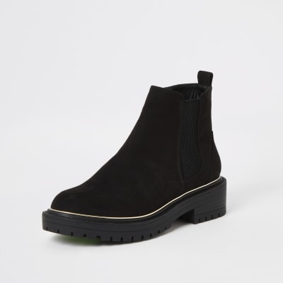 Black suedette chunky ankle boots